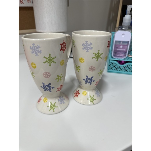 4‎ Snowflake Whittard of Chelsea Sleddin Hill 2005 Tall Coffee Drink Mug Cups - Picture 1 of 5